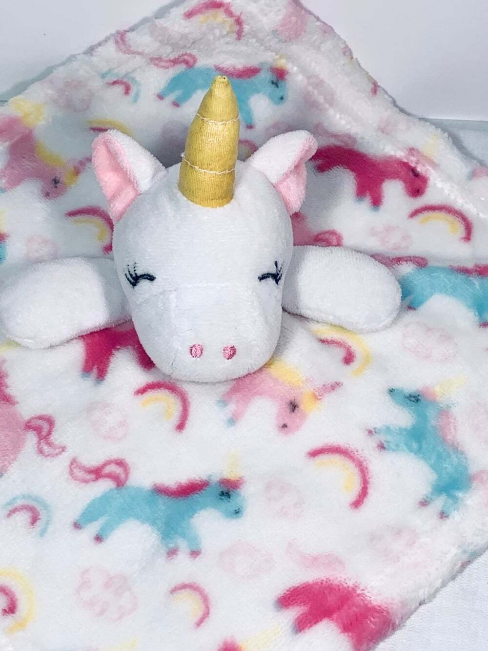 Le Bebe Unicorn Lovey white with unicorns
